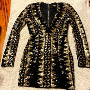Sequined J.OUR  Sz M Black and Gold party dress